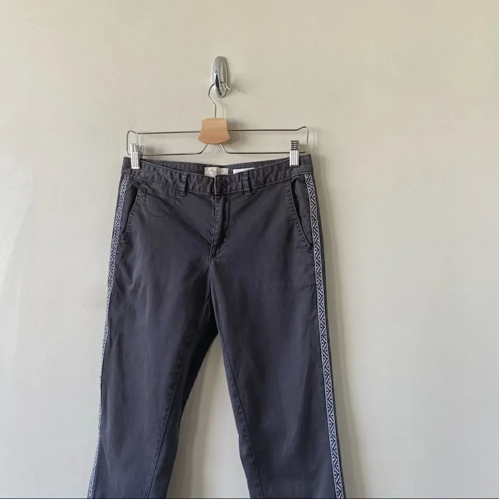 Anthropologie-chino Dark Grey Aztec Side Stripe Trouser (Size:26) - Picture 3 of 10